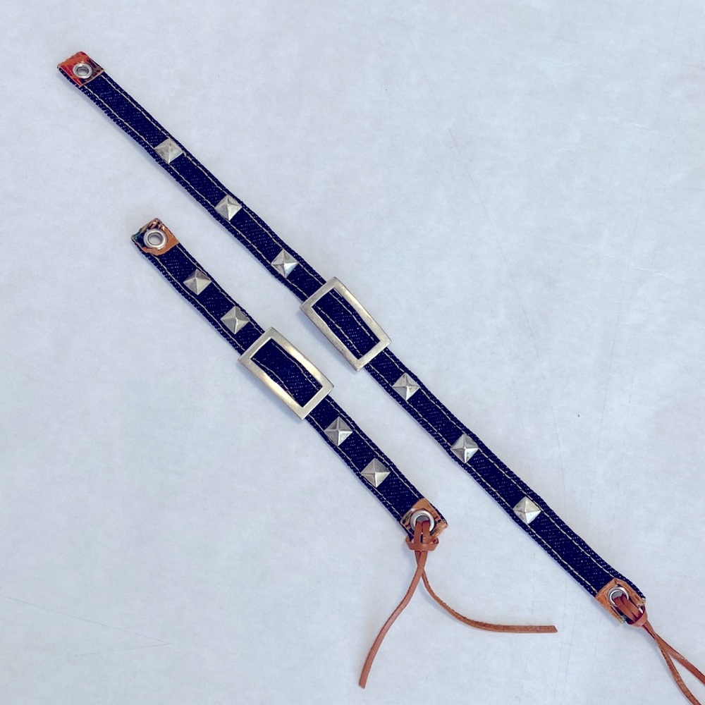 denim/sterling silver choker/bracelets set